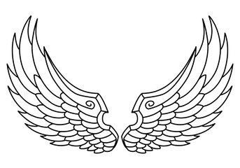 Vector angel wings line art design isolated