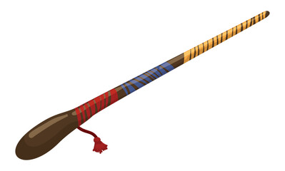 Wooden stick tied with Colombian cord colors, Vector illustration