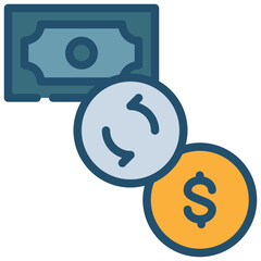 money exchange transfer send bank coin icon filled outline