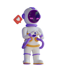 Astronaut With Love Sign Hand 3D Illustration