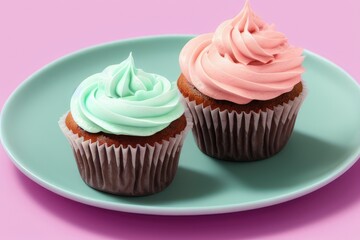 High-Resolution Image of a Delicious Cupcake on a Pastel Background Showcasing its Sweet and Decorative Characteristics, Perfect for Adding a Sweet and Mouth-Watering Element to any Design Project