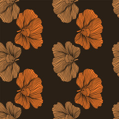 Seamless pattern with hibiscus flowers. Vintage floral background.