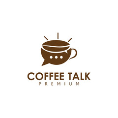 Coffee Talk Vector Logo Template For Coffee Shop Business.