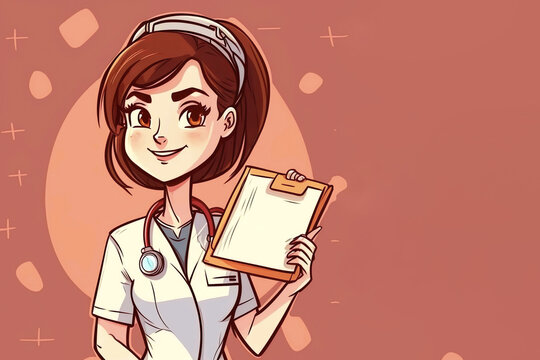 Woman Physician Holding a Clipboard Examining Medical Records with a Sleek and Uncomplicated Design. ai generated.