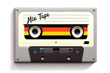 Fototapeta premium Colourful Retro Cassette Tape Generative AI Illustration