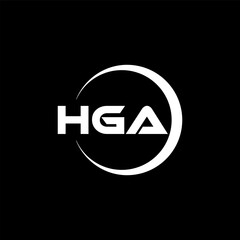 HGA letter logo design with black background in illustrator, cube logo, vector logo, modern alphabet font overlap style. calligraphy designs for logo, Poster, Invitation, etc.