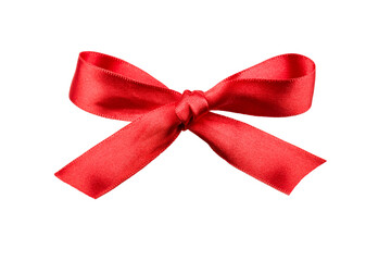 Red ribbon with bow on transparent background, PNG image. - 569605808
