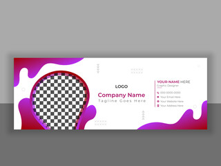Naklejka premium Email Signature Template Design, abstract shape email footer vector template, business email marketing contact information