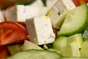 preparation of salad from different ingredients