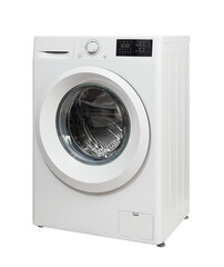 Washing machine side view on transparent backgroung, PNG image. - 569606243