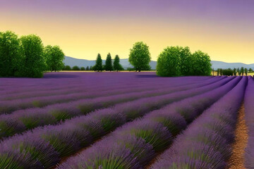 Beautiful lavender field. AI generated.