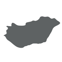 Hungary - smooth grey silhouette map of country area. Simple flat vector illustration.