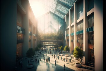 Plakat Modern mall building, beautiful modern urbanarchitecture. Generative Ai.