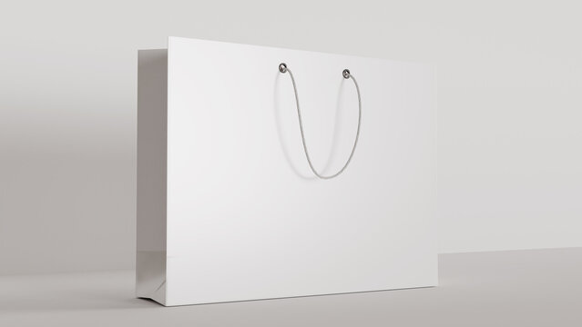 White paper bag mockup. Shopping bag template on white background