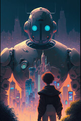 Fototapeta premium Futuristic Minimalist Poster, Generative AI