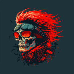 Skull Rider tshirt vector illustration.