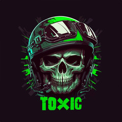Skull toxic tshirt vector illustration. - obrazy, fototapety, plakaty