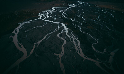 Icelandic panoramas, aerial view on the lands