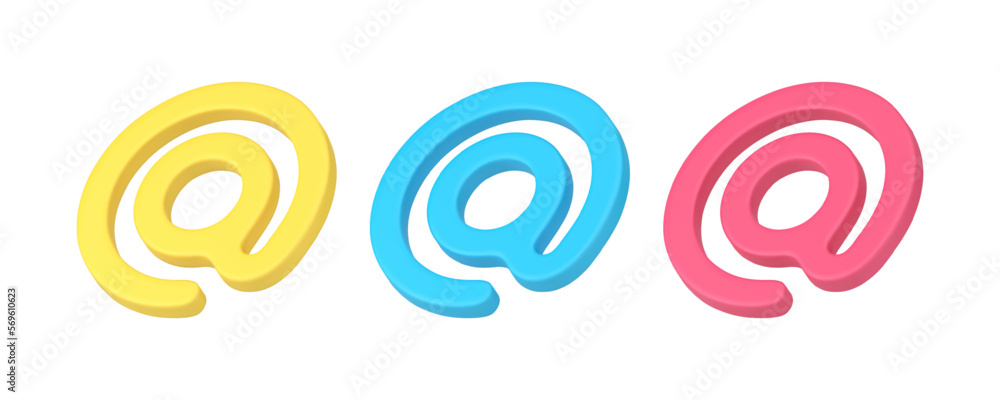 Poster email character internet search address virtual communication 3d icon set vector illustration