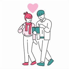 A love-themed illustration image with a unique and attractive pink color