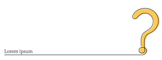 Question mark one line art,hand drawn asking sign,idea continuous contour.Query FAQ concept, finding answer.Trendy template for web design,social media,presentation.Editable stroke.Isolated.Vector