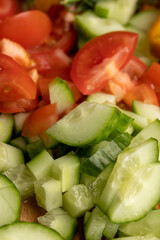 preparation of salad from different ingredients