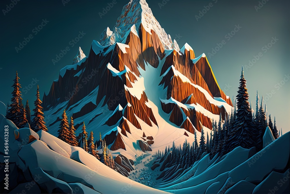 Aufkleber incredible view from the top of the avalanche generative ai