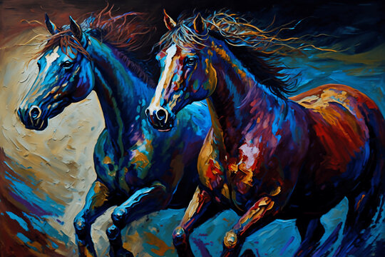 Horse symbol of movement and energy new quality universal colorful illustration design, generative ai