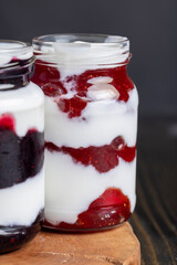 Yogurt made from fresh milk with the addition of sweet jam