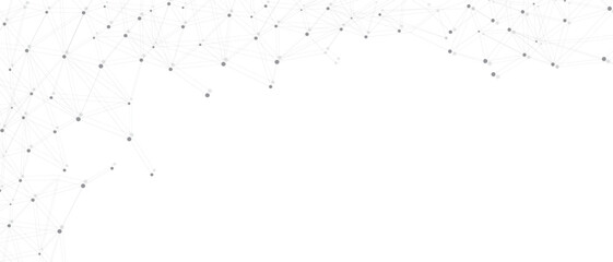 Grey network. Abstract connection on white background. Network technology background with dots and lines for desktop. Ai system background. Abstract concept. Line background, network technology