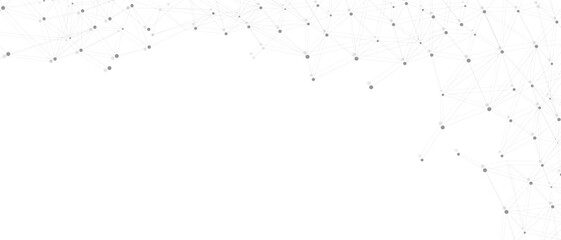 Grey network. Abstract connection on white background. Network technology background with dots and lines for desktop. Ai system background. Abstract concept. Line background, network technology