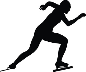 Fototapeta na wymiar start women athlete speedskater black silhouette
