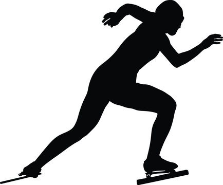 start women athlete speedskater black silhouette