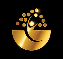 Golden Hand Up Logo Vector Icon
