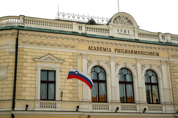 Academia Philarmonic on Congress square of Ljubljana, Slovenia