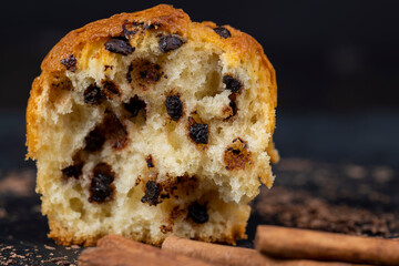 Sweet fresh cupcake with chocolate pieces