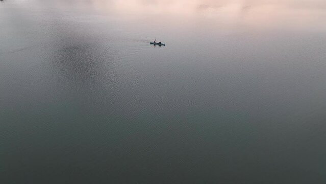 Canoe in the Sunset Time Drone Video, Mert Lake İgneada, Kirklareli Turkey