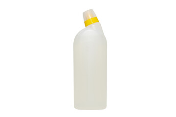 White plastic bottle for detergent and disinfectant. On a white background.