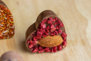 Beautiful milk candies in the shape of a heart
