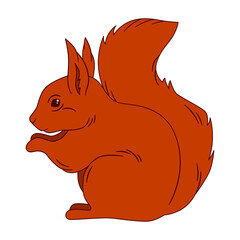 Cartoon red squirrel silhouette vector illustration