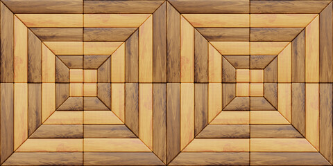 Seamless and tileable pattern of wooden parquet. 3D render
