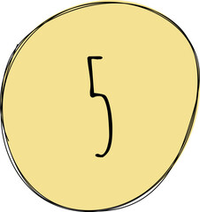 Hand drawn colored round blob with numbers clip art