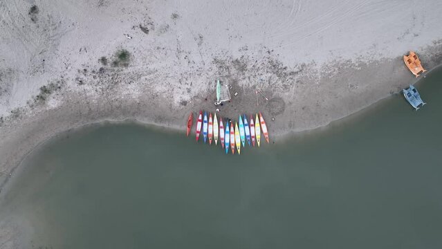 Canoe in the Sunset Time Drone Video, Mert Lake İgneada, Kirklareli Turkey