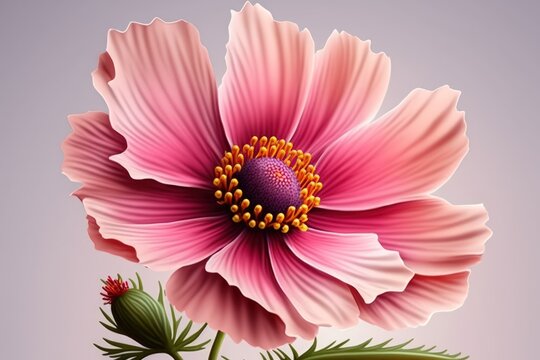 image of a gorgeous pink flower in close up. Generative AI