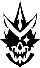 black and white of evil monster head