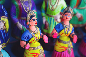 Fototapeta na wymiar Indian famous Thanjavur dancing female dolls 