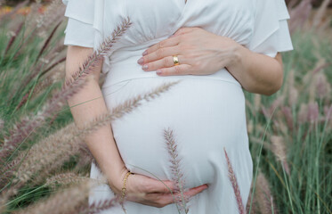 maternity shoot in a lavender field