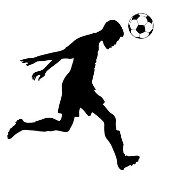 Silhouette of Soccer Player Heading ball, originating image from Generative AI technology