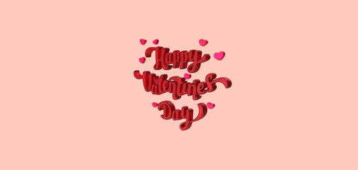 Lovely 3d Happy Valentine's Day, orange, red, pink, hearts, love, romance, cute