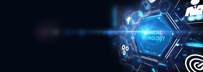 Fintech Financial technology digital money online banking business finance concept. 3d illustration
